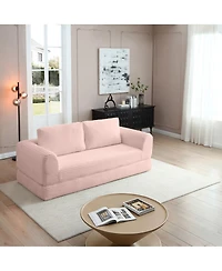 Streamdale Furniture 2-in-1 Folding Convertible Sofa Bed, Modern Corduroy Sleeper Couch with 2 Pillows