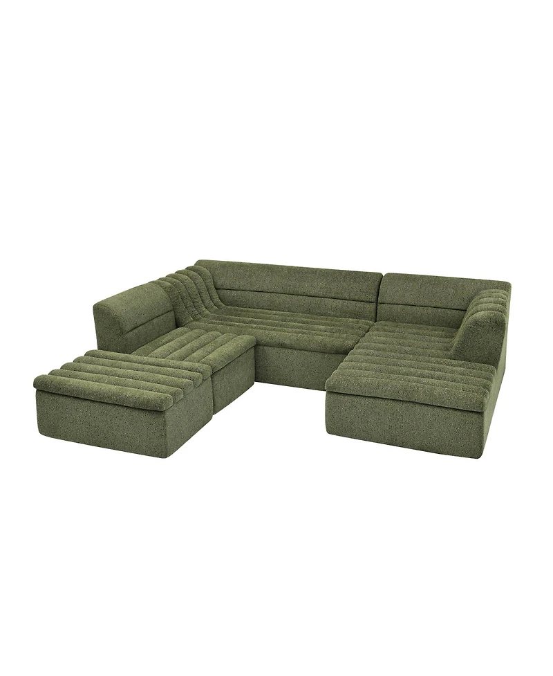 Streamdale Furniture 135" U-Shaped Modular Sectional Sofa with Chaise & Movable Ottoman