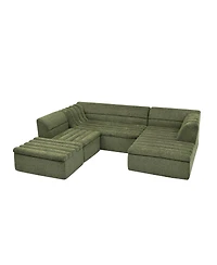 Streamdale Furniture 135" U-Shaped Modular Sectional Sofa with Chaise & Movable Ottoman