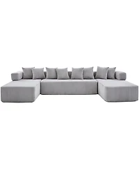 Streamdale Furniture Streamdale 146" U-Shaped Convertible Sleeper Sectional Sofa with 8 Pillows, Corduroy