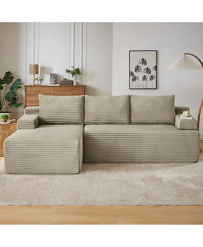 Streamdale Furniture L-Shaped Cloud Sectional Sofa, Camel