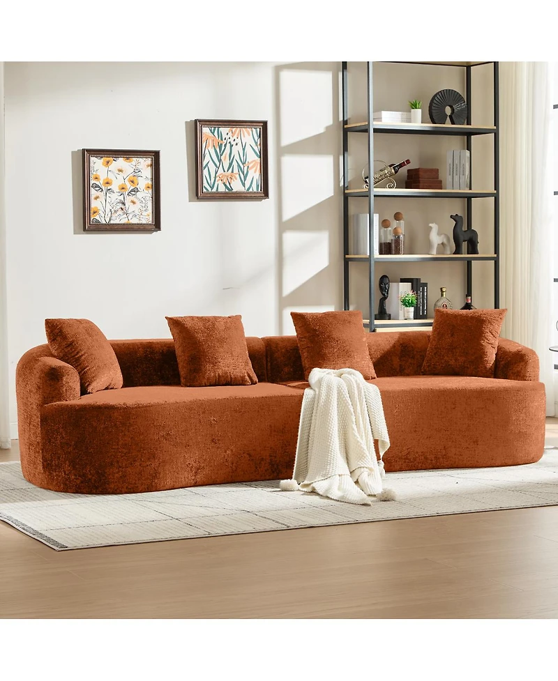 Streamdale Furniture Curved Loveseat with 3 Pillows, Deep Seat Couch for Apartment