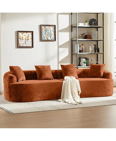 Streamdale Furniture Curved Loveseat with 3 Pillows, Deep Seat Couch for Apartment