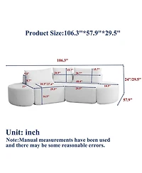 Streamdale Furniture Streamdale Chenille V-shaped modular sofa set with 3 pillows & 2 ottomans