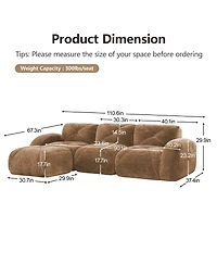 Streamdale Furniture Camel L-Shaped Velvet Sofa with Tufted Design, Ergonomic, High-Density Sponge, No Assembly