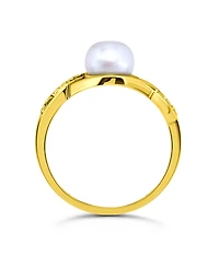 Macy's 1/4 cttw Cubic Zirconia 7mm Imitation Pearl Infinity Design Band