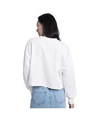 G-iii 4Her by Carl Banks Women's White Baltimore Orioles Bleachers Cropped Pullover Sweatshirt