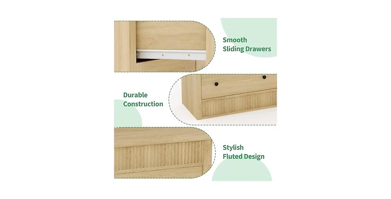 gaomon Drawer Dresser for Bedroom, Modern Fluted Wood Chest of Drawers