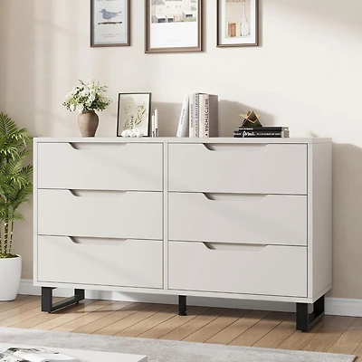 gaomon 6-Drawer Bedroom Dresser, 47.2" Wide Freestanding Wooden Storage Chest for Living Room & Entryway