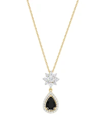 Macy's Onyx & White Topaz (3/8 ct. t.w.) Pendant Necklace in 14k Yellow Gold Over Sterling Silver