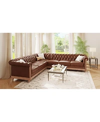 Streamdale Furniture Comfy Large Sectional Sofa with Wooden Legs, Retro Style for Living Room
