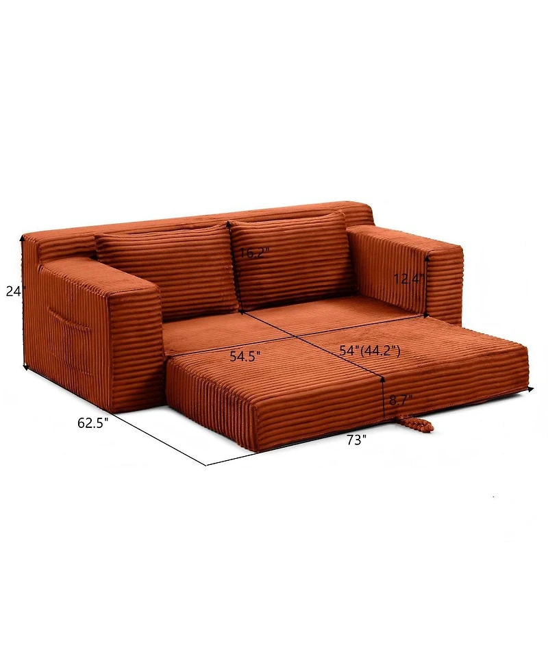 Streamdale Furniture Memory Foam Cloud Loveseat Sofa, 2-in-1 Convertible Folding Couch Bed