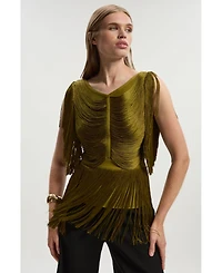 Karen Millen Women's Draped Fringe Knitted Top