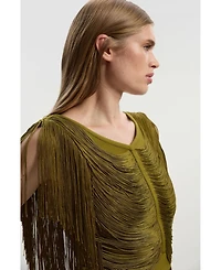 Karen Millen Women's Draped Fringe Knitted Top