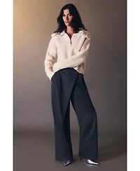 Karen Millen Women's Embellished Collar V Neck Knit Sweater