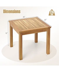 Gymax Outdoor Square Teak Wood End Table Coffee Table for Porch Deck Garden Patio