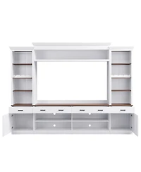 Streamdale Furniture Farmhouse 4-Piece Entertainment Center with Bookshelf, Walnut Tv Stand