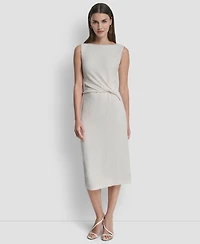 Dkny Women's Sleeveless Boat Neck Knot Midi Dress