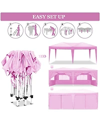 Streamdale Furniture 10'x20' Folding Canopy with 6 Removable Sidewalls & Upf 50+ Gazebo