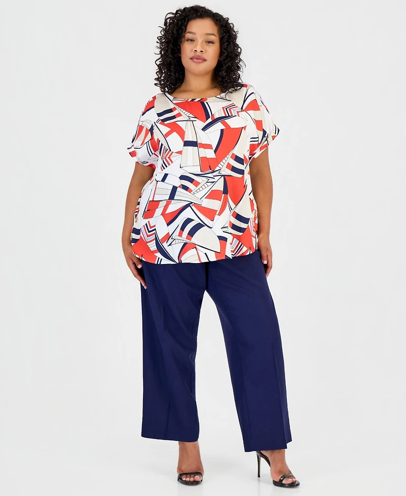 Jones New York Plus Satin Boat-Neck Top