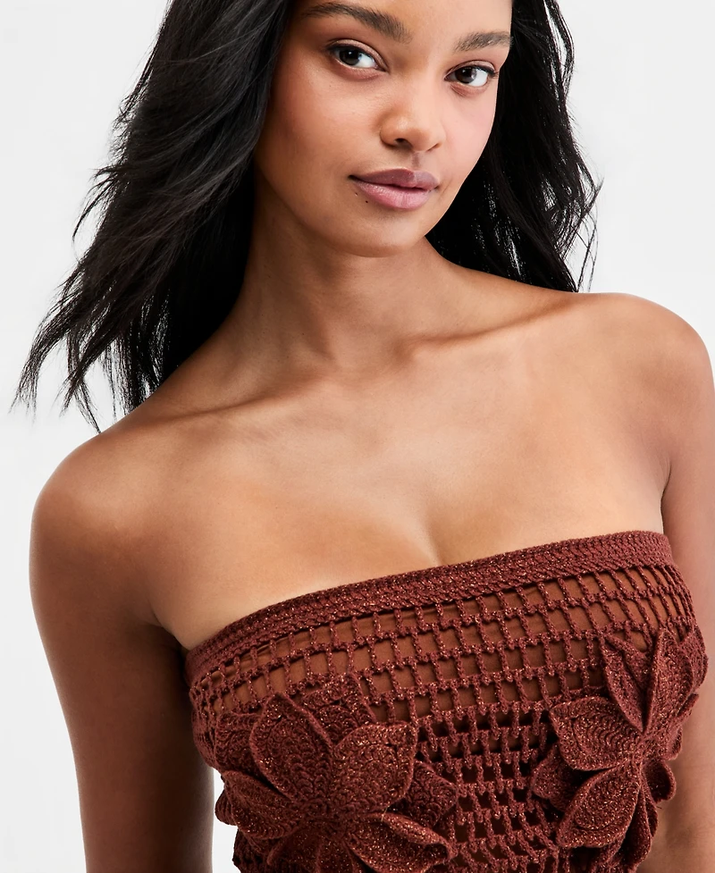 Bar Iii Women's Floral Crochet Strapless Mini Dress, Macy's Exclusive