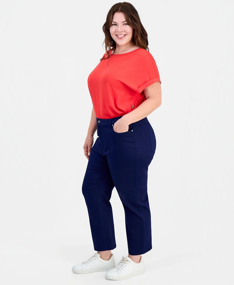 Jones New York Plus Lexington High Rise Crop Straight Leg Jeans