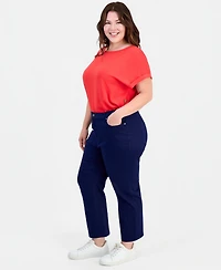 Jones New York Plus Lexington High Rise Crop Straight Leg Jeans
