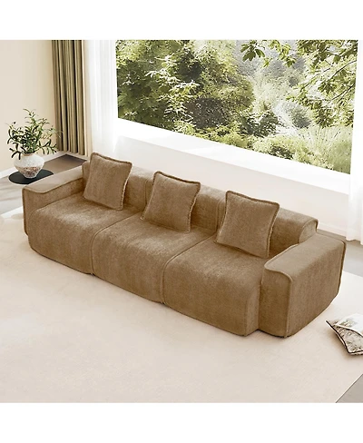 Streamdale Furniture Deep Seat Modular 3-Seat Boneless Sofa with French Edge Piping