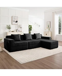Streamdale Furniture Modular 3 Seat L Shape Sectional Sofa, Cloud Couch with Ottoman