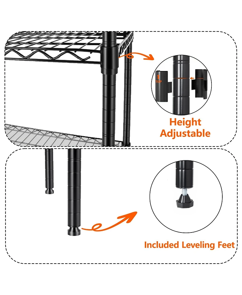 Rainsken 3 Tier Metal Shelving Unit Set of 2, Adjustable Storage Rack with Shelf Liners, Extendable to 6 Tier for Garage, Basement, 2100 lbs Capacity