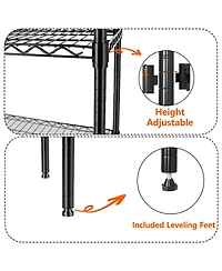 Rainsken 3 Tier Metal Shelving Unit Set of 2, Adjustable Storage Rack with Shelf Liners, Extendable to 6 Tier for Garage, Basement, 2100 lbs Capacity