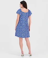 Robbie Bee Women's On/Off Shoulder Short-Sleeve A-Line Mini Dress