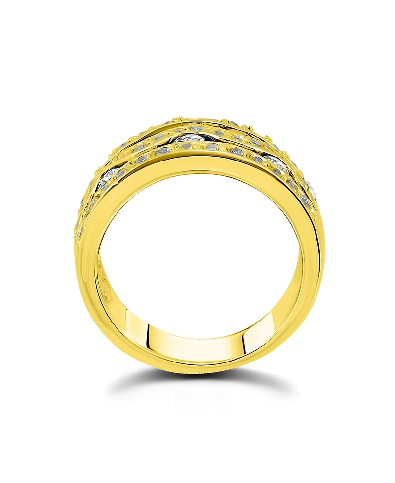 Macy's 1 3/8 Cttw 3mm Round Cut Pave Cubic Zirconia Stones 3 Row Band Ring