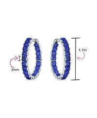 Bling Jewelry Fancy Cubic Zirconia Princess Cut Cz Inside Out Hoop Earrings Plated