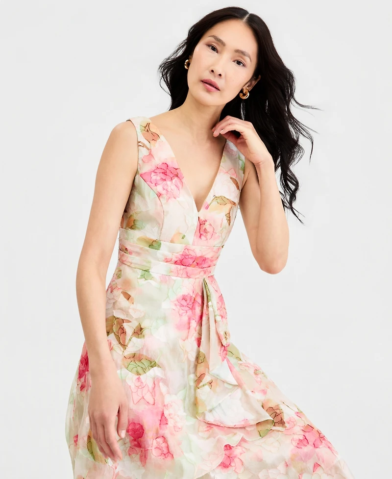 Adrianna Papell Women's Cascading Tiered Midi Dress