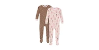 Gerber Baby Girls' Snug Fit Footed Pajamas, 2-Pack, Ballerinas