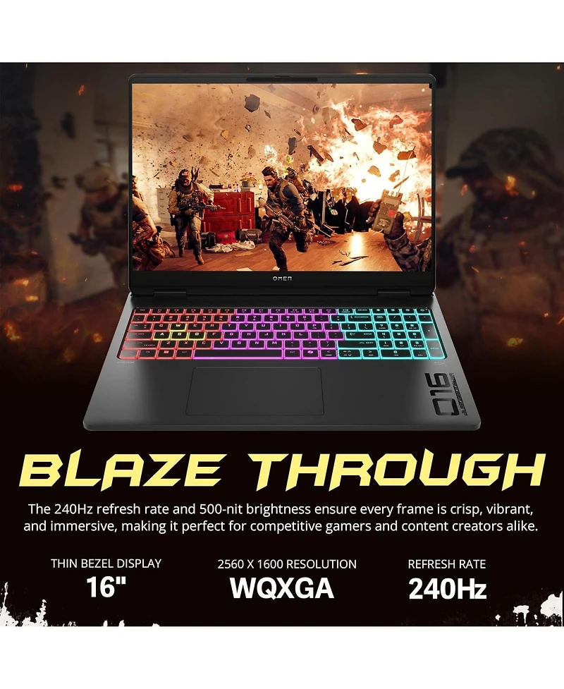 Hp Omen Max 16 Traditional Laptop Amd Ryzen Ai 9 64GB Ram Nvidia GeForce Rtx 5070 Ti 4TB Ssd Storage Windows 11 Home 240Hz