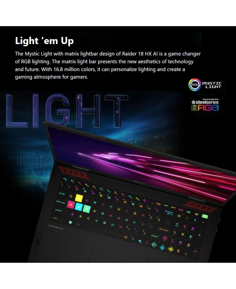 Msi Raider 18" Uhd 120Hz Gaming Laptop Intel Core Ultra 9 285HX Nvidia GeForce Rtx 5090 64GB Ram 4TB Ssd Storage Windows 11 Home