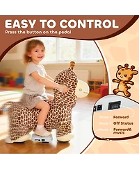 Qaba 6V Kids Ride On Horse, Electric Riding Animal Giraffe with Music