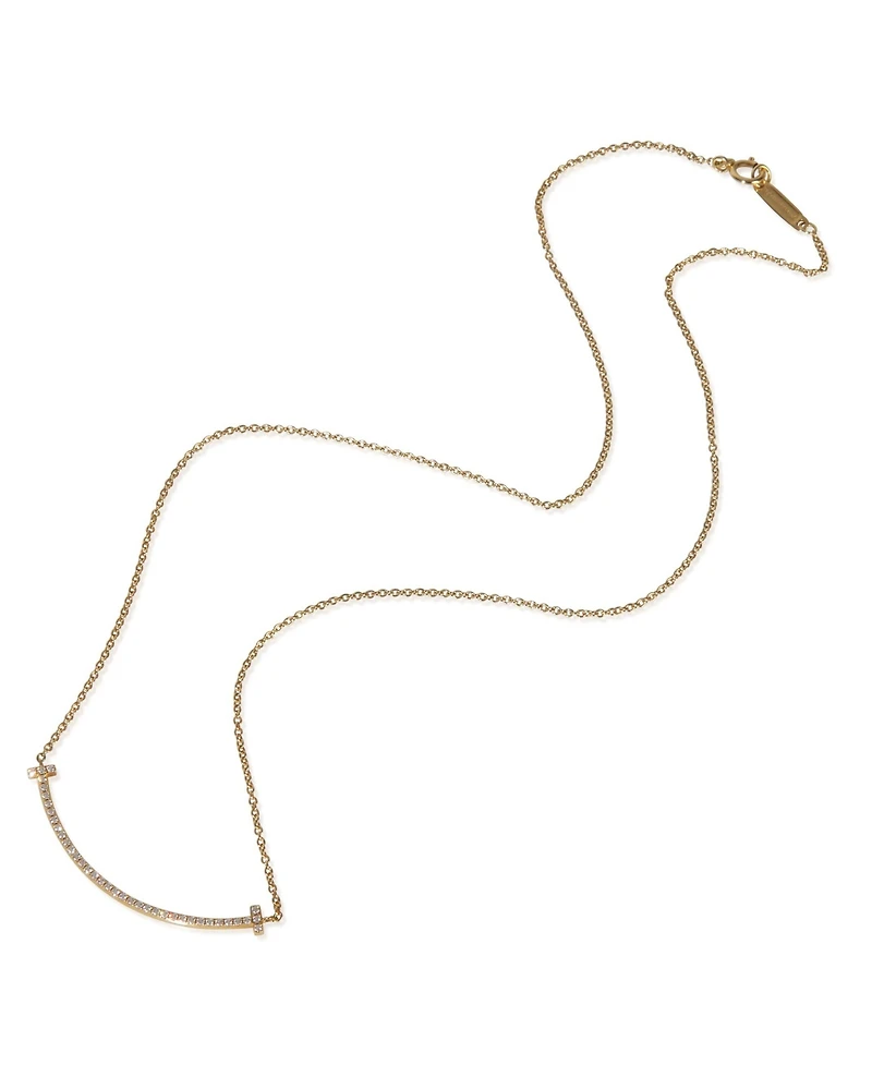 Pre-Owned Tiffany & Co Yellow Gold Diamond Small Model Tiffany T Necklace