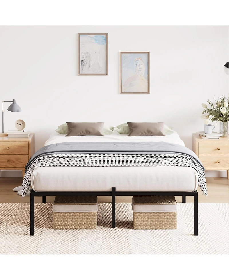 gaomon Queen 14 Inch Metal Platform Bed Frame Heavy Duty Slats With Storage No Box Spring Needed Simple Assembly