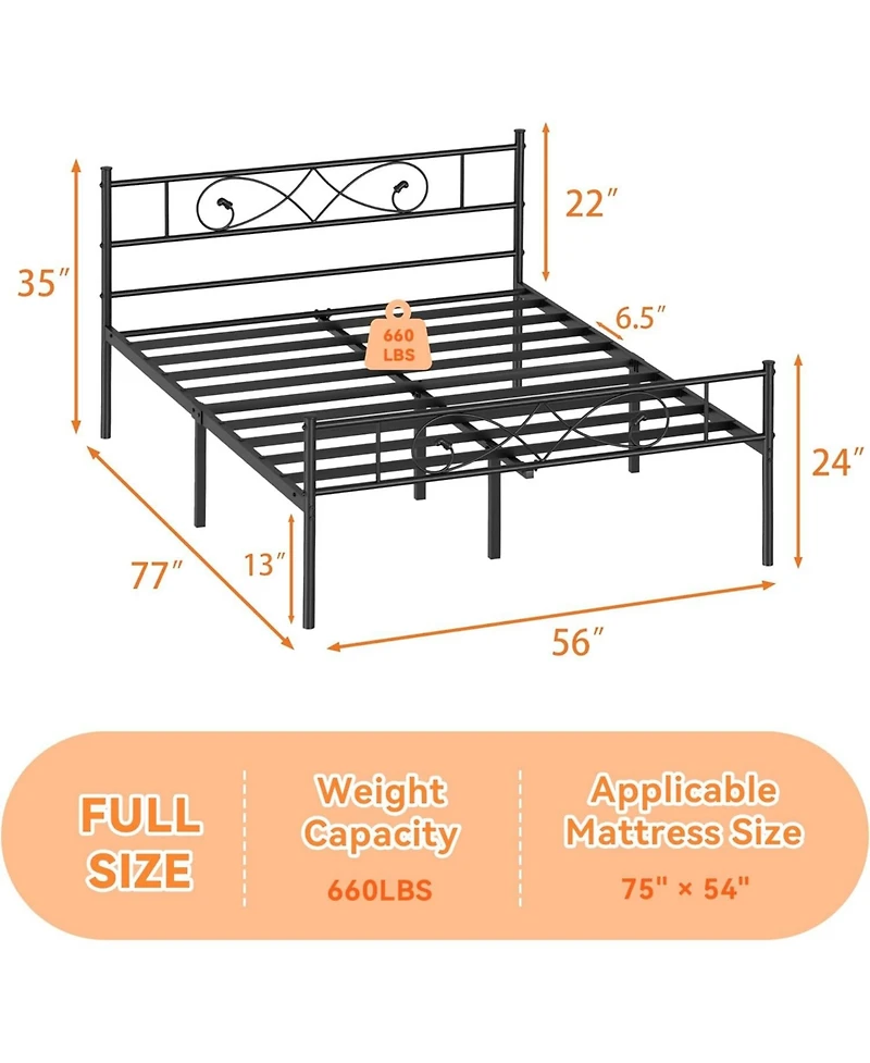 gaomon Full Size Metal Bed Frame, Unique Fist Design Headboard and Footboard, Platform Bed with Under Storage, No Box Spring Needed
