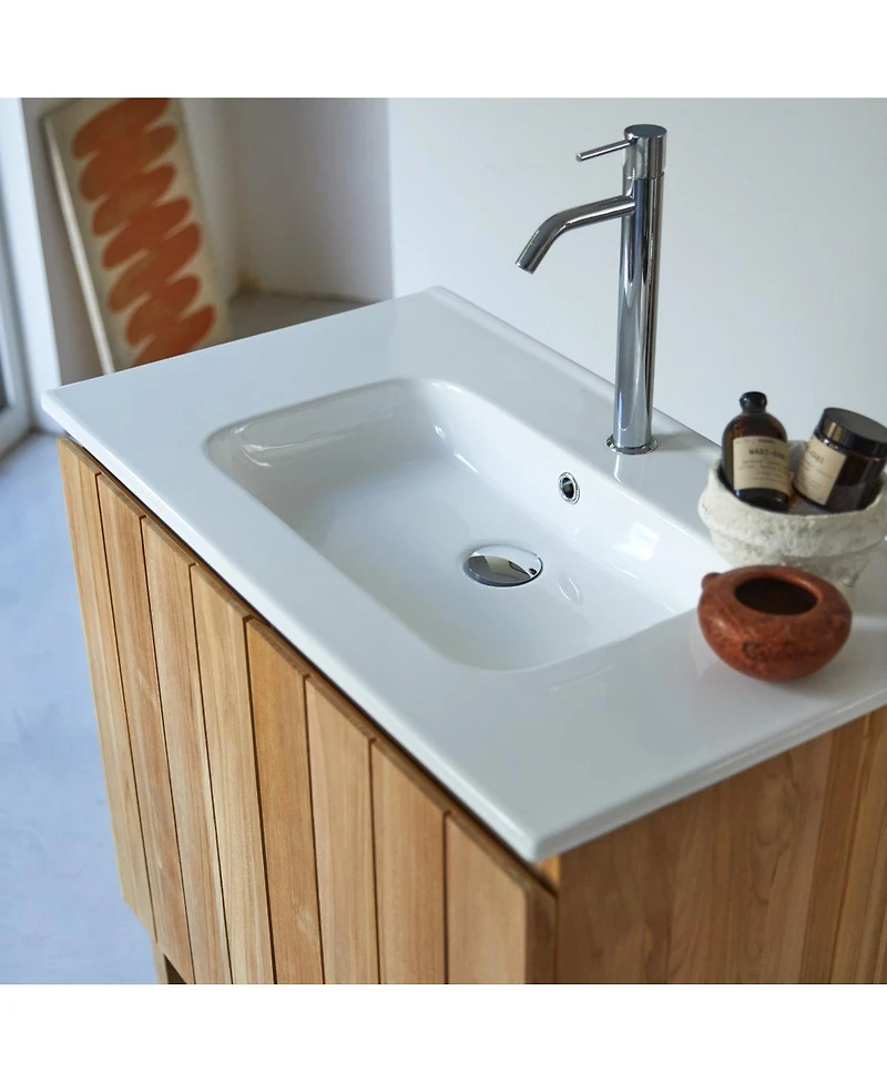 Tikamoon Teak and Ceramic Vanity Cabinet 80 cm Jill