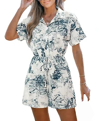 Cupshe Women's Collared Zipper Closure Unlined Romper