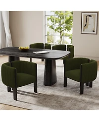 Streamdale Furniture Dining Chairs Set of 4, Modern Olive Boucle Fabric, Rubber Wood Frame