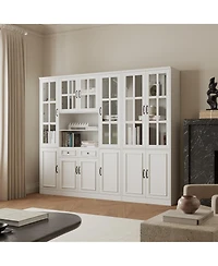 Homsee Modern Bookcase, Sideboard with 19-Tier Shelves and 2 Drawers