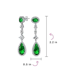 Bling Jewelry Canary Yellow Royal Halo Cz Teardrop Chandelier Earrings Plated