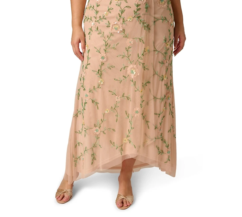 Adrianna Papell Plus V-Neck High-Low Dress
