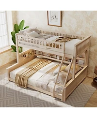 Streamdale Furniture Twin Xl over Bunk Bed with Shelving, Lights & Pegboard