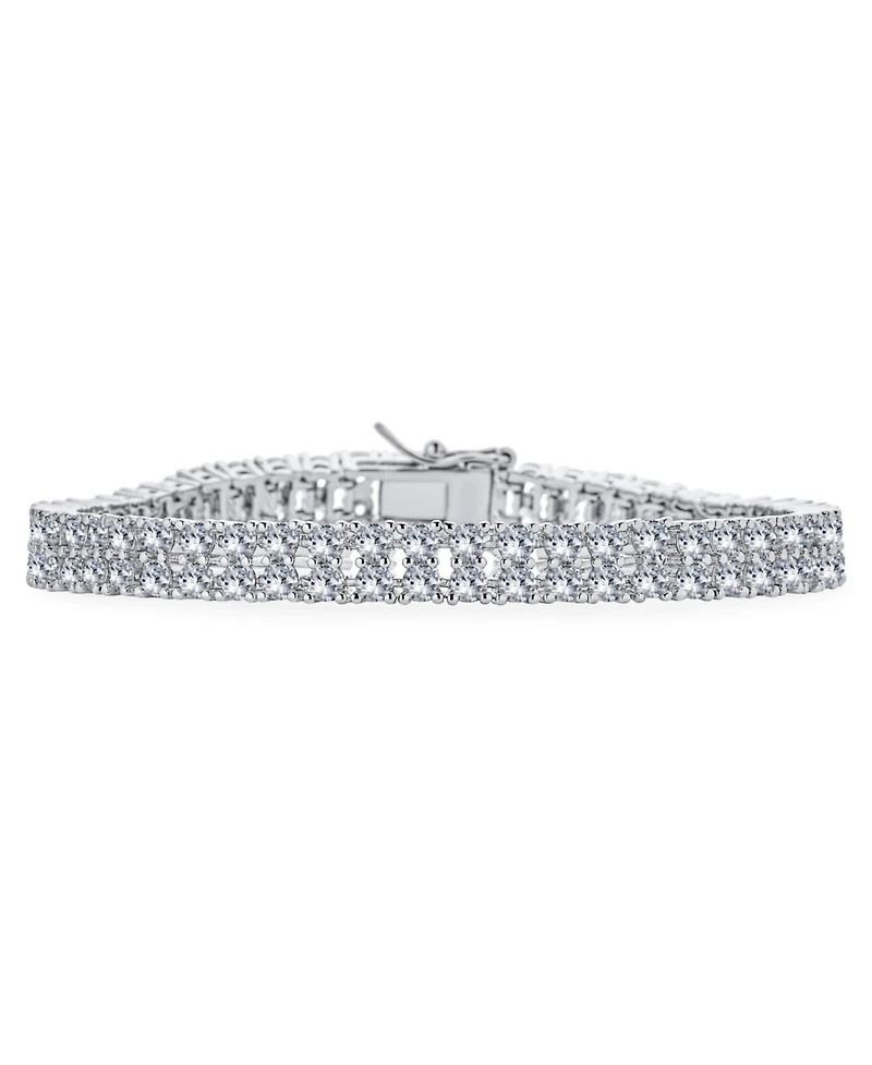 Bling Jewelry Classic Cocktail Stacked Multi Two Row Cz Cubic Zirconia Tennis Bracelet 7 Inch Silver Plated